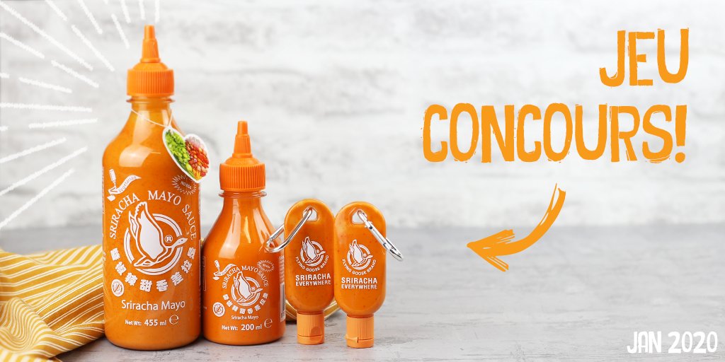 RT + FOLLOW pour participer à notre #concours...    

Vous pourriez #GAGNER une sélection de sauces #Sriracha! 🧡

#Win #WinItWednesday #Vegan