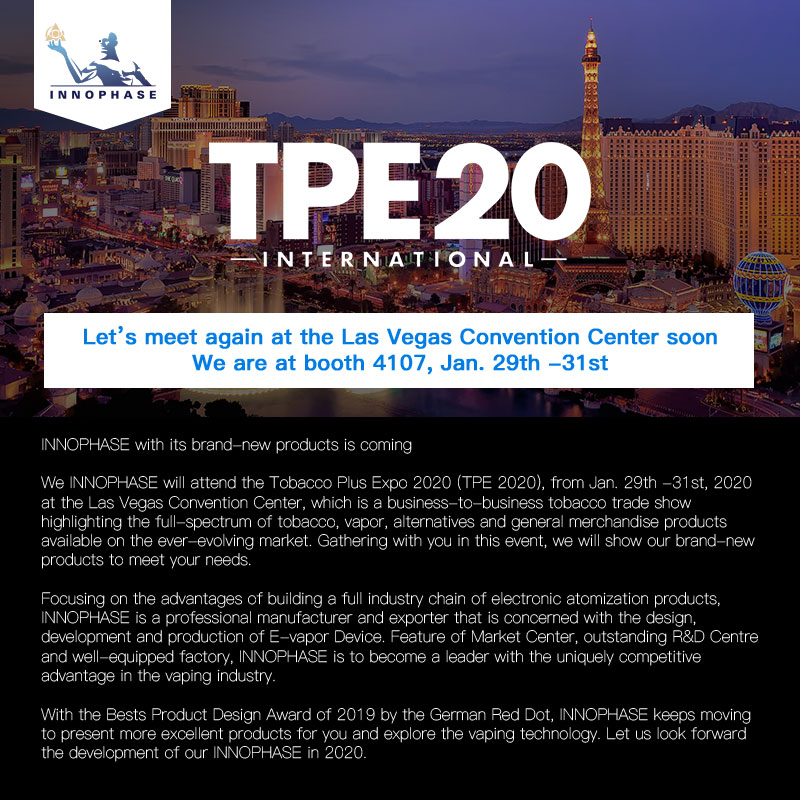 fogware's tweet photo. INNOPHASE, a parent company of FOGWARE, will at the Las Vegas for TPE20 (Jan.29th-31st)
Meet you at booth 4107
Stay tuned for our new arrivals!
#INNOPHASE #FOGWARE #TPE20 #tobaccoplusexpo #LasVegas #vaping #vapor #disposablevape #tobaccoexpo #vaper #vaperpod #vapefam #vapelife https://t.co/BMK6TKjNEe