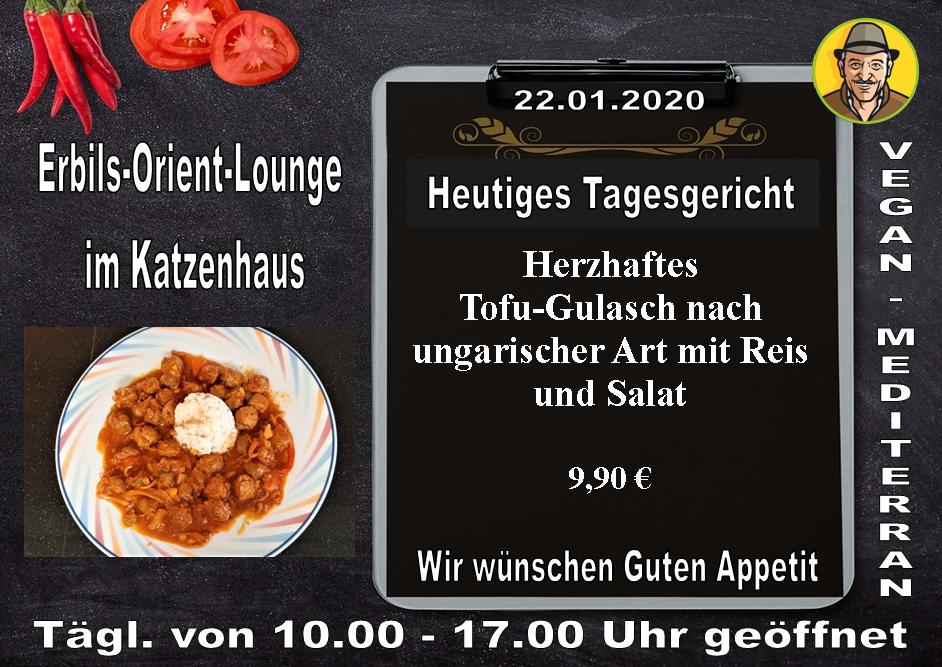 Heutiges Tagesgericht in unserer #ErbilsOrientLounge im Katzenhaus (#TierheimMünchen)

> Herzhaftes Tofu-Gulasch nach ungarischer Art mit Reis und Salat.

Wir wünschen Guten Appetit !  facebook.com/VeganMediterra…