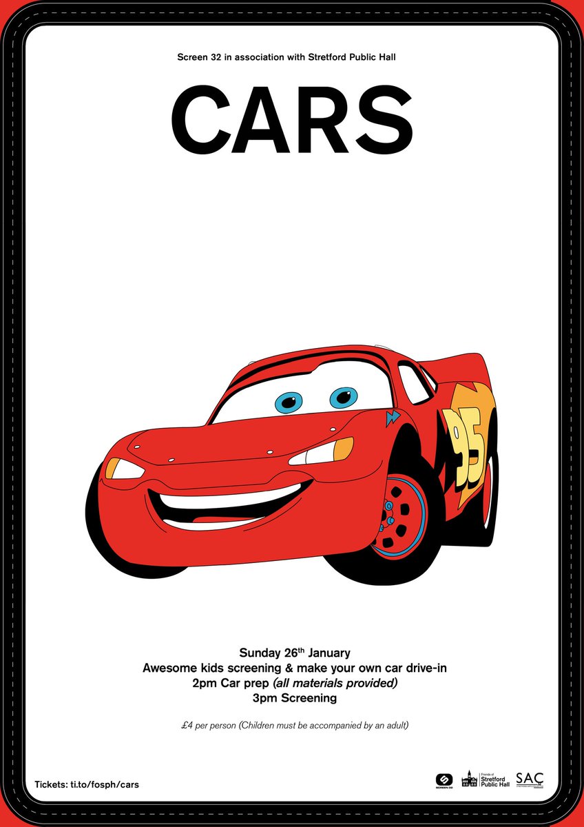 SCREEN_32's tweet photo. Not long now folks! We recommend you bring a small cushion for your mini drivers comfort. Also bring along extra materials to bling their cars, coloured tape and stickers would be a great addition. 🚗🚗

#screen32 #stretfordpublichall #communitycinema https://t.co/tVY9jienVc