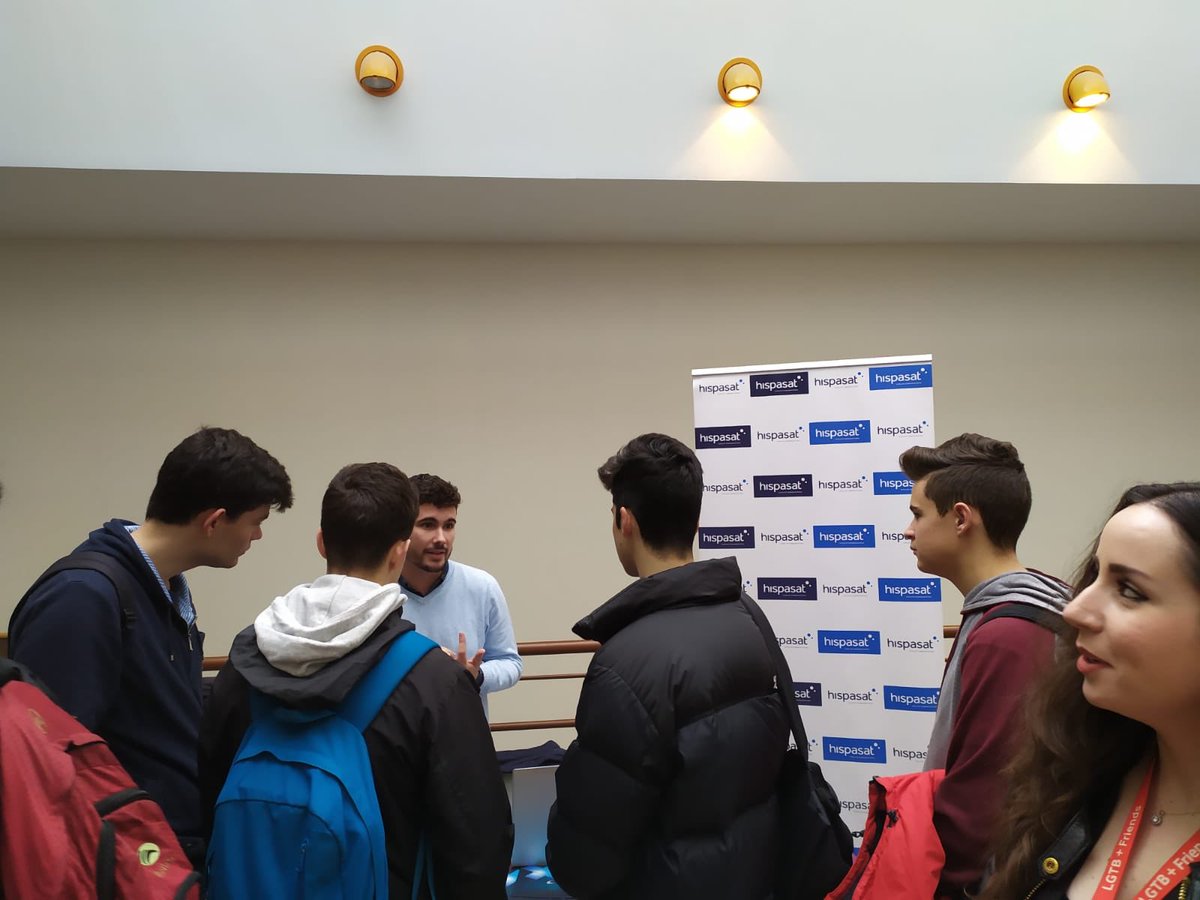 Hispasat's tweet photo. Os esperamos en la V Jornada de Salidas Profesionales de @ETSIT_URJC en Fuenlabrada. Si quieres saber cómo pertenecer al #teamhispasat pásate por el #stand11 y te contamos. Te estamos esperando! #hispatalent https://t.co/qVdyUO0v87