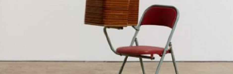 Folding chair with wooden box attached