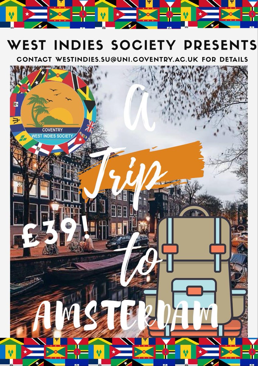 CovWest's tweet photo. We’re Going to Amsterdam 🇳🇱🇳🇱‼️
Dates: 4th - 8th March 

Only £39 with CGE Funding &amp; £289 without - 3 nights bed and breakfast
 
Deadline is 29th January 🚨

Message us for more info 😁😁 https://t.co/Zpk8kjzhYm