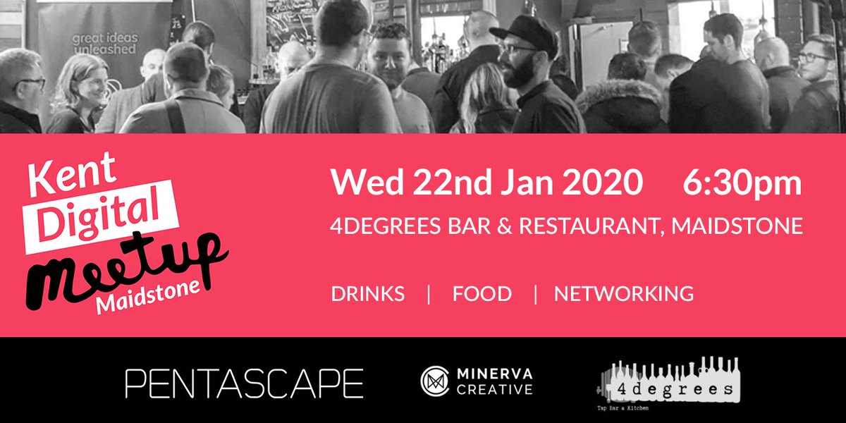 pentascape's tweet photo. Maidstone #KentDigitalMeetup is tonight! Join us at @4DegreesAleBar to find out how to stay motivated in a digital world from @H4S_Coaching! Oh, and for the free pizza, half-price first beer and interesting folks to talk to 🍕🍻. Sign up here https://t.co/VuPHut54XQ! https://t.co/Mx1G9F4F7A