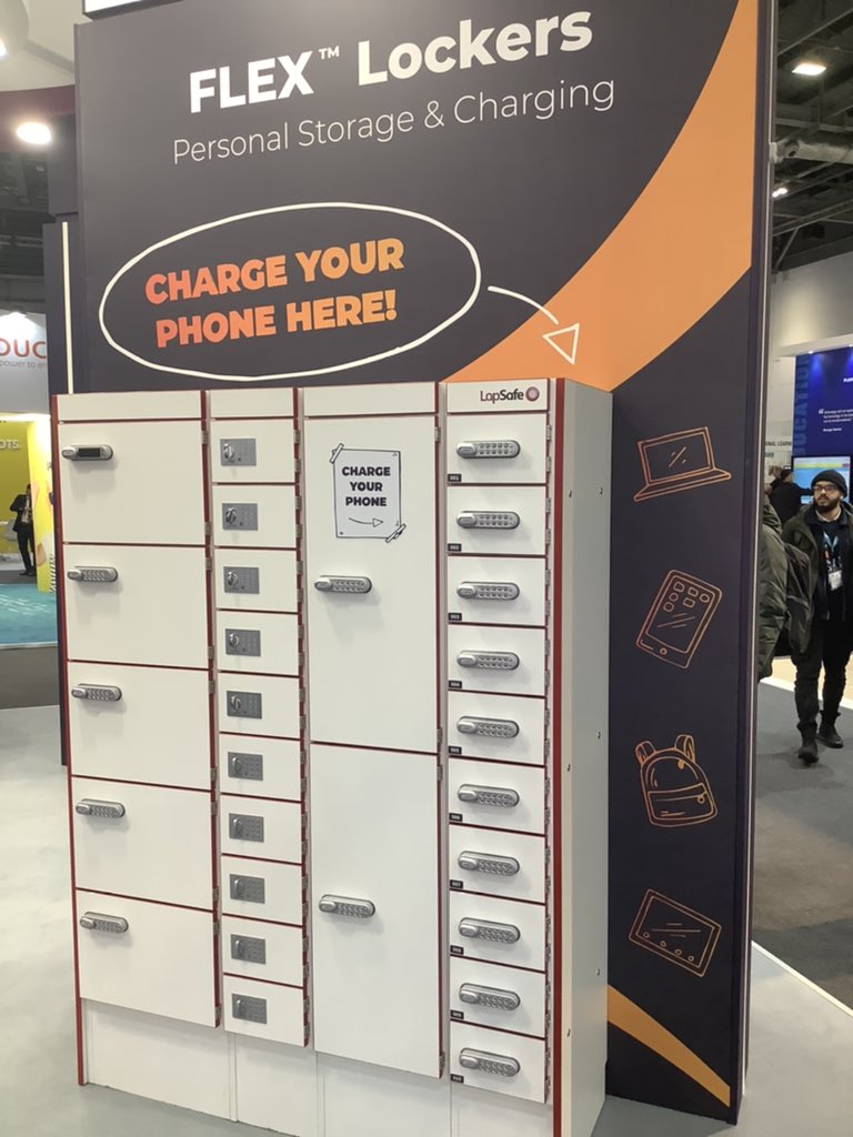 LapSafe's tweet photo. Need a little extra charge for your phone or iPad while you’re at #Bett2020 ? We may have a secure space for it 👍🏻 SD30 https://t.co/Y35k2LcxHt