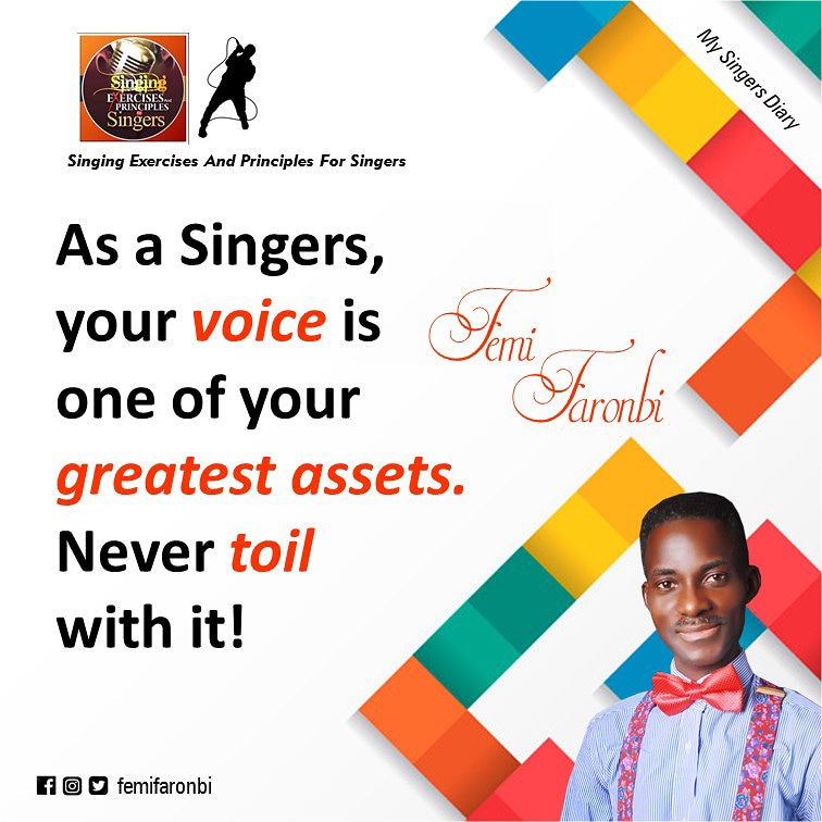 femifaronbi's tweet photo. Singers, do you know that your voice is one greatest assets?
1.ย Train your voice and body just like an athlete, Learn proper singing technique, donโt overuse your voice, get plenty of rest, eat a balanced, healthy diet.ย
#singingexercisesandprinciplesforsingers #femifaronbi https://t.co/dTnlxxIbT7