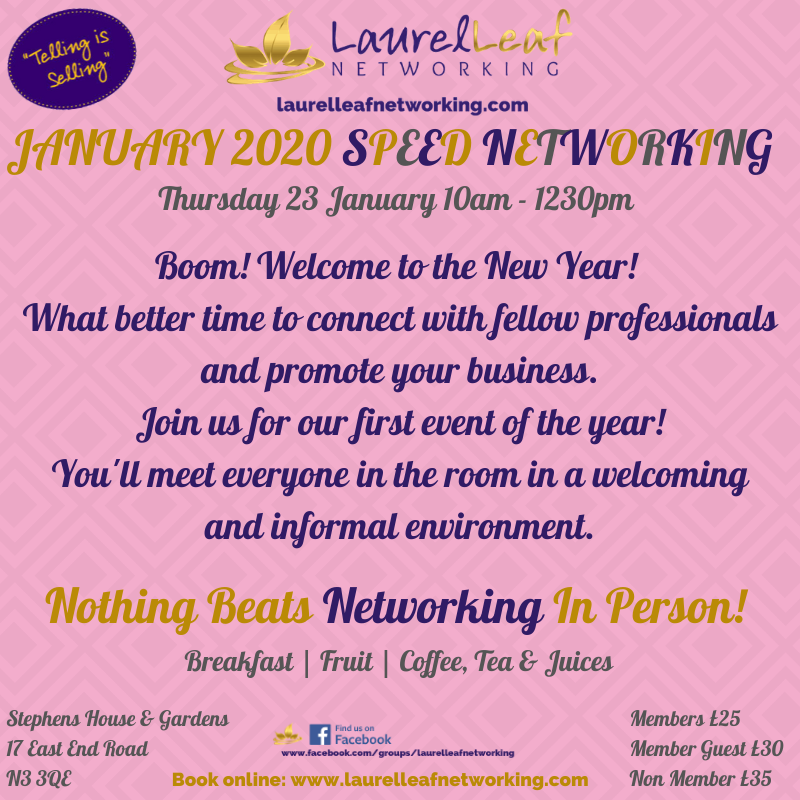 LaurelLeafChat's tweet photo. π Thank you, Julie Berrill, Financial Advisor for booking our Jan 2020 Speed Networking Event tomorrow at @stephenshouse π π https://t.co/a2j3i4pkT5
#fiance #financial #financialnetworking #networking #businessnetworking #smallbusinessnetworking #networkingeventslondon #SME https://t.co/X0mXYJbA1n