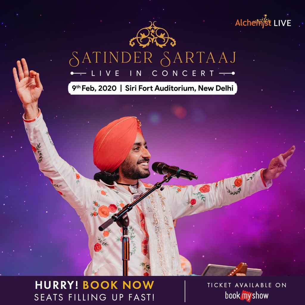 SufiSartaaj's tweet photo. 💗#Delhi #9Feb🎤#SiriFortAuditorium #SartaajLive🎼 Event by @LiveAlchemist 
Contact: +91 98115 99018 
Tickets🎫on @bookmyshow 
https://t.co/9JIyUjvst3 https://t.co/VV0kQoi3P2
