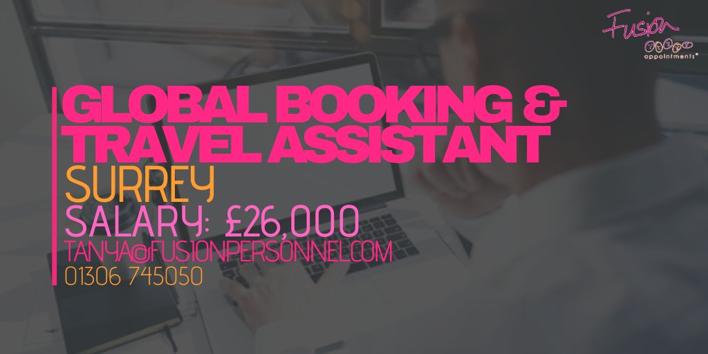 FusionApDorking's tweet photo. Are you currently working in the travel industry (Booking side)? Looking for a new role to use your skills in? Perhaps you currently manage all business travel arrangements for your company... If so, get in touch!

Tanya@Fusionpersonnel.com
01306 745050

#FusionJobs #Surrey https://t.co/iyjujzD1QL