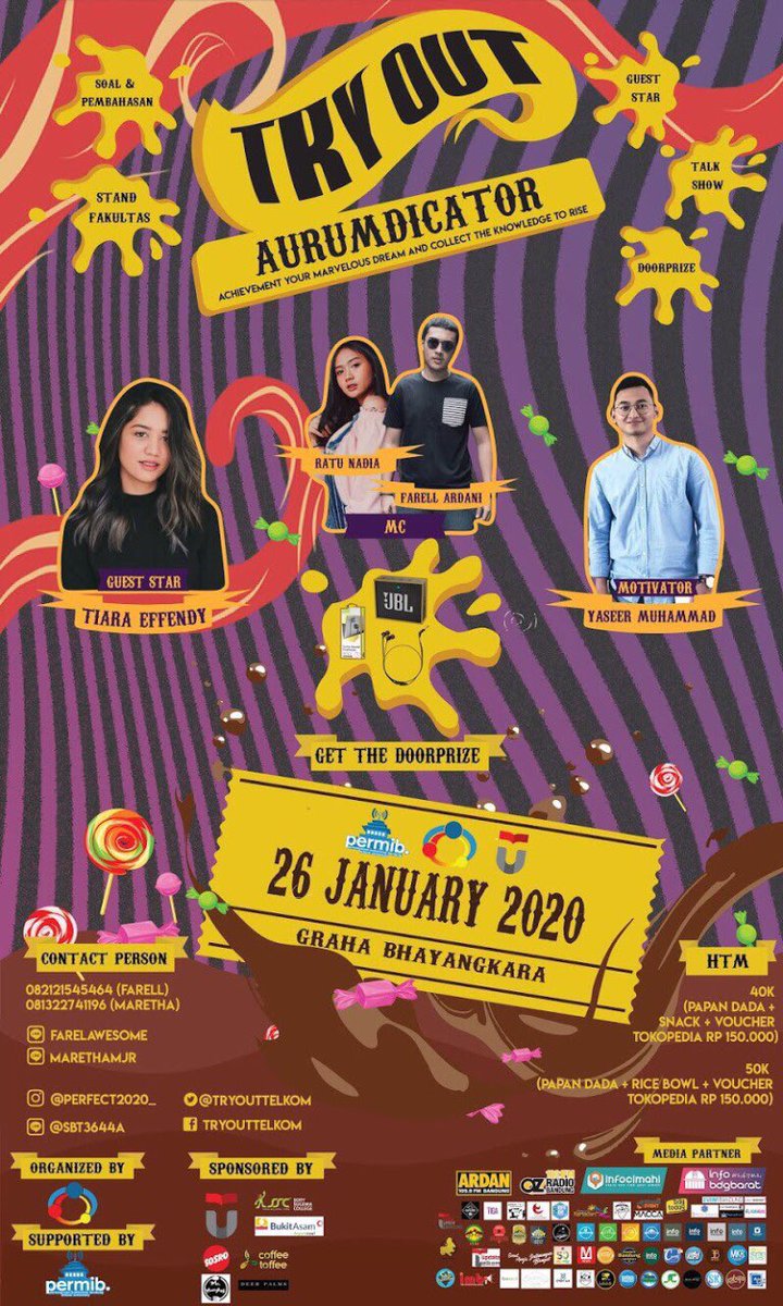 💠 PERFECT 💠
( Permib Freedom In Creativity ) 2020 
Telkom University Proudly Present :

Try Out SMB Telkom University 📢

📚 TRYOUT SMB 
Sunday, 26 January 2020
📍At Graha Bhayangkara
Jl. Cicendo No.29 Bandung