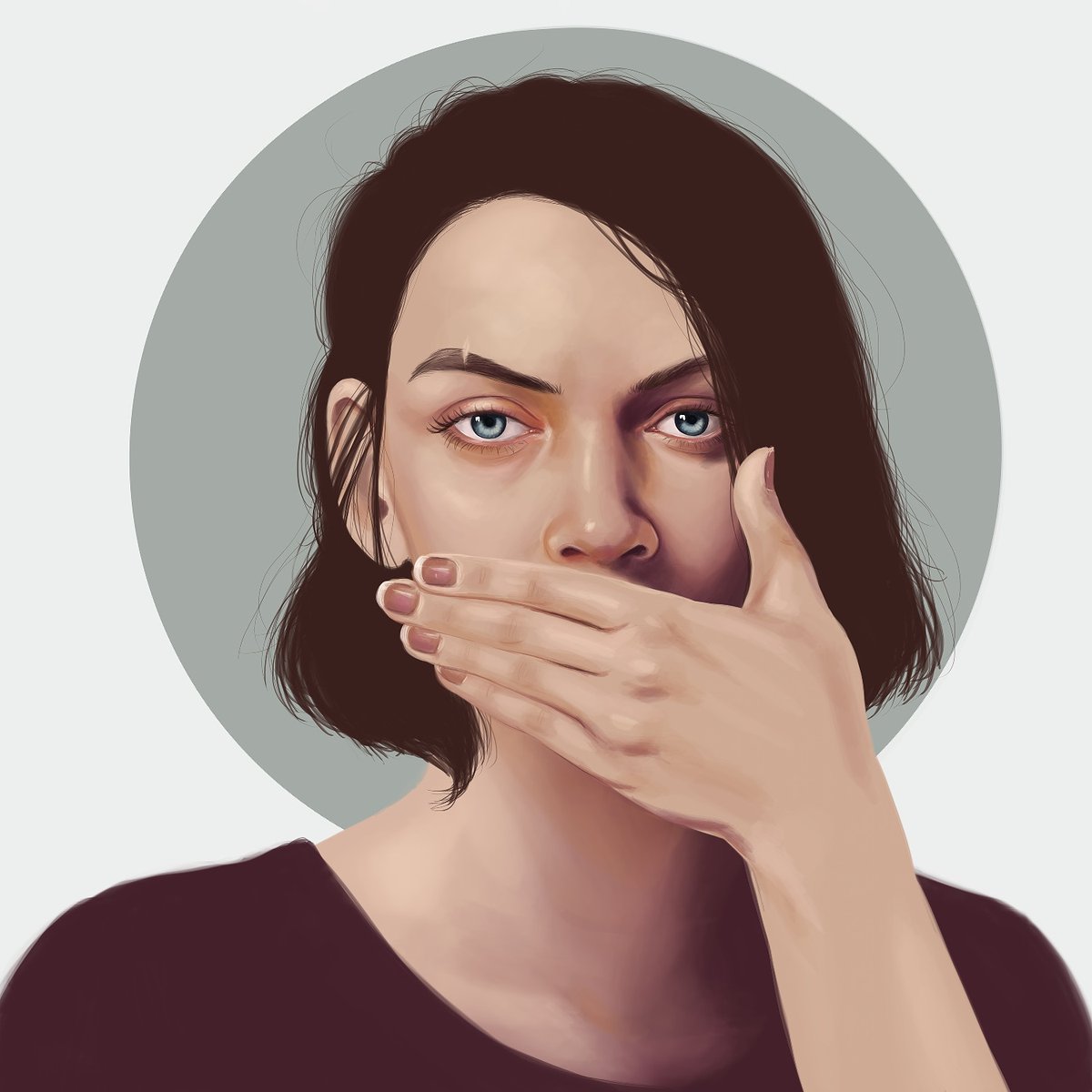 SCyrenity's tweet photo. This colour combination for shadows was a fun one. Totally going to use it more often. 
.
#artists #artwork #art #Digital #DigitalArtist #Yeg #realism #simple #simplify #blueeyes #brunette #portrait #painting https://t.co/zxY5CURJaN