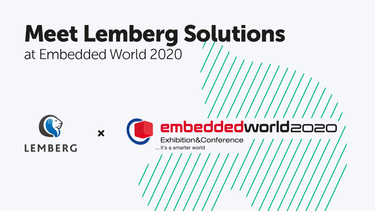 WeAreLemberg's tweet photo. Lemberg is attending @embedded_world 2020 in Nuremberg!
 
Find us at booth 407 to discuss how we can help you design &amp; develop #IoT products and systems. Schedule a meeting, and we’ll look forward to it: https://t.co/p6drK81nPp

#ew20 #softwaredevelopment https://t.co/wNt6XxtDh6