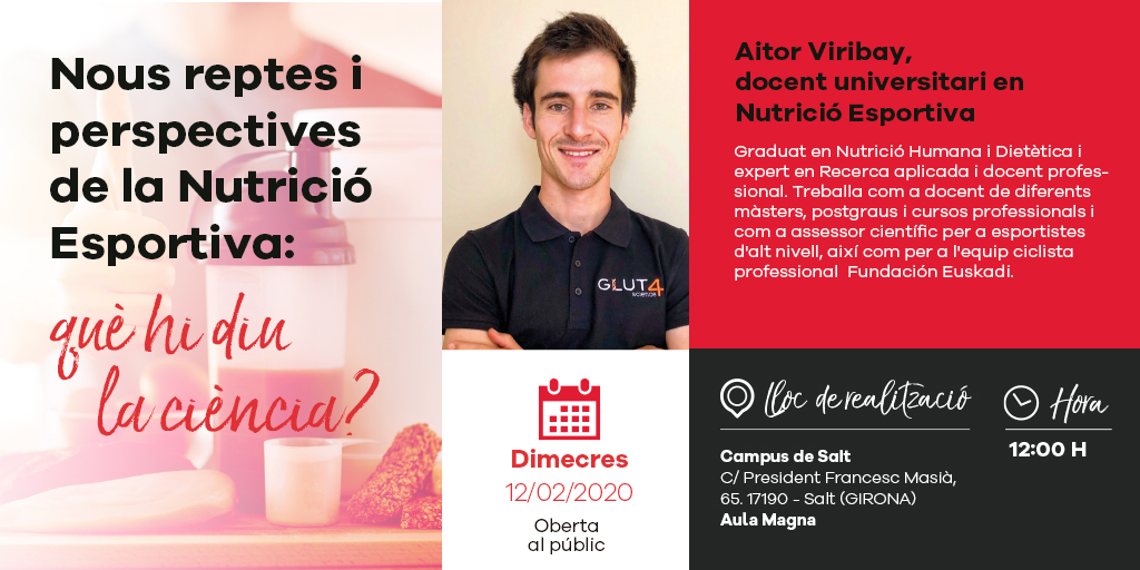 EUSES_Oficial's tweet photo. El proper 12 de febrer, el docent universitari @MVAitor realitzarà una ponència sobre: "Nous reptes i perspectives de la nutrició esportiva: què hi diu la ciència? La conferència està oberta a tothom. Us hi esperem! #dietetica #centregarbi #cafe #campussalt https://t.co/RlpTK1n4pe