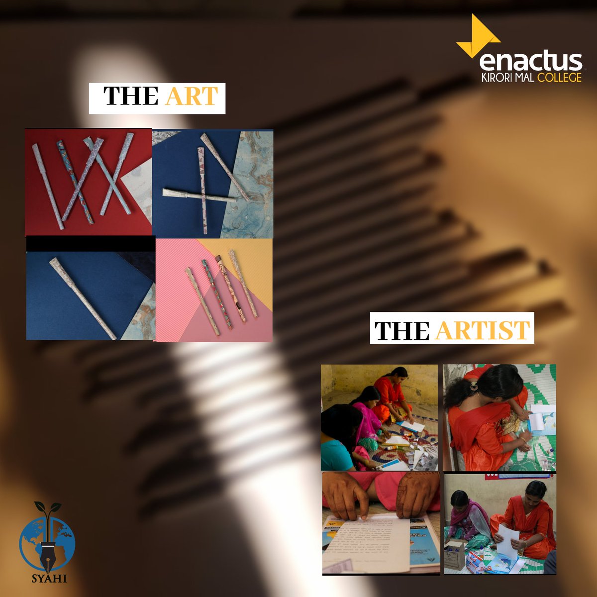 The beneficiaries of Project Syahi are the artists, painting a sustainable future through our unique upcycled paper pens, thus sowing the seeds of a plastic-free tomorrow. 

#writesustainably #paperpens #weallwin #ArtvsArtist