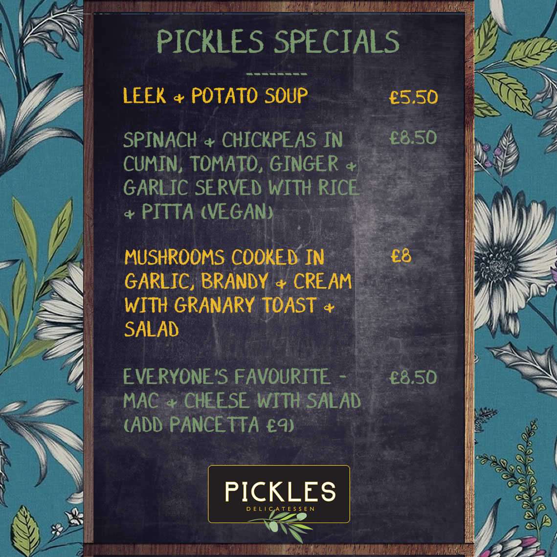Check out today's delicious specials! Served until 2.30pm #PicklesBaildon #WednesdaySpecials