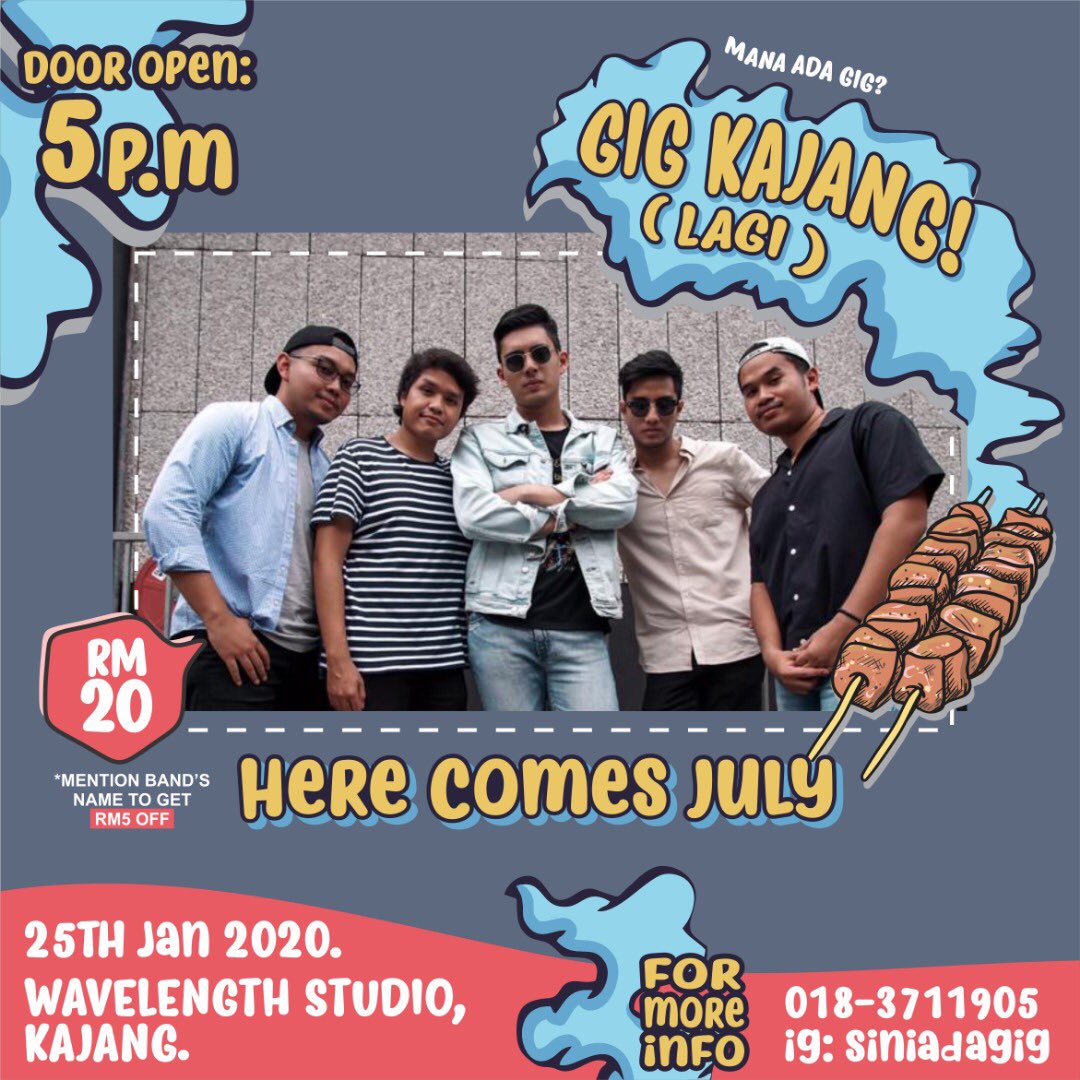 herecomesjuly_'s tweet photo. Jangan lupa guys! We’ll be playing this show at Wavelength Studio, Kajang this Saturday on the 25th of January 2020. Come join us and have some fun! Jumpa korang disana! ✌🏼 https://t.co/VduHLP7OnY