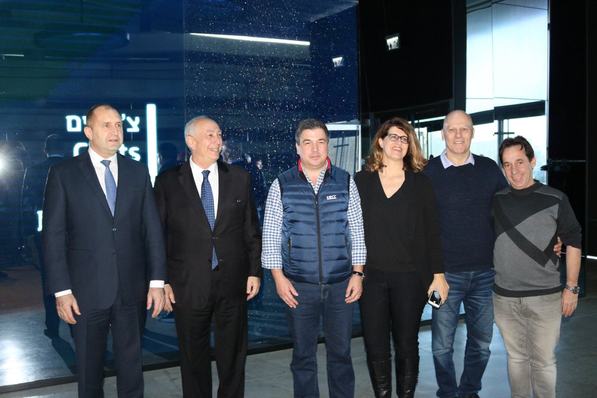 PeresCenter's tweet photo. This morning we hosted #Buglarian President Mr. Rumen Radev to the Peres Center for Peace and Innovation to meet with @chemiperes and tour the Israeli Innovation Center. Welcome to Israel! https://t.co/pdMb2KoeU5