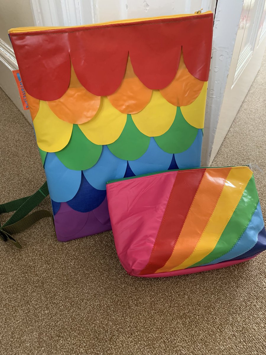 Thank you very much for my beautiful rainbow mermaid rucksack and washbag @wyattandjack, made from an old bouncy castle 🌈 🧜🏻‍♀️ #wearemadebythesea