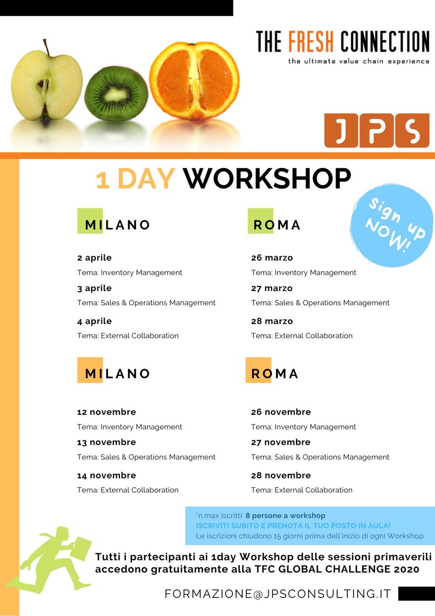 JPS_srl's tweet image. -Inventory Management
-Sales &amp;amp; Operations Planning
-External Collaboration
Scegli il 1DAYworkshop che ti interessa di più, prenota subito il tuo posto in aula #thefreshconnection #digitaltwin #inventorymanagement #salesandoperationsplanning #externalcollaboration
