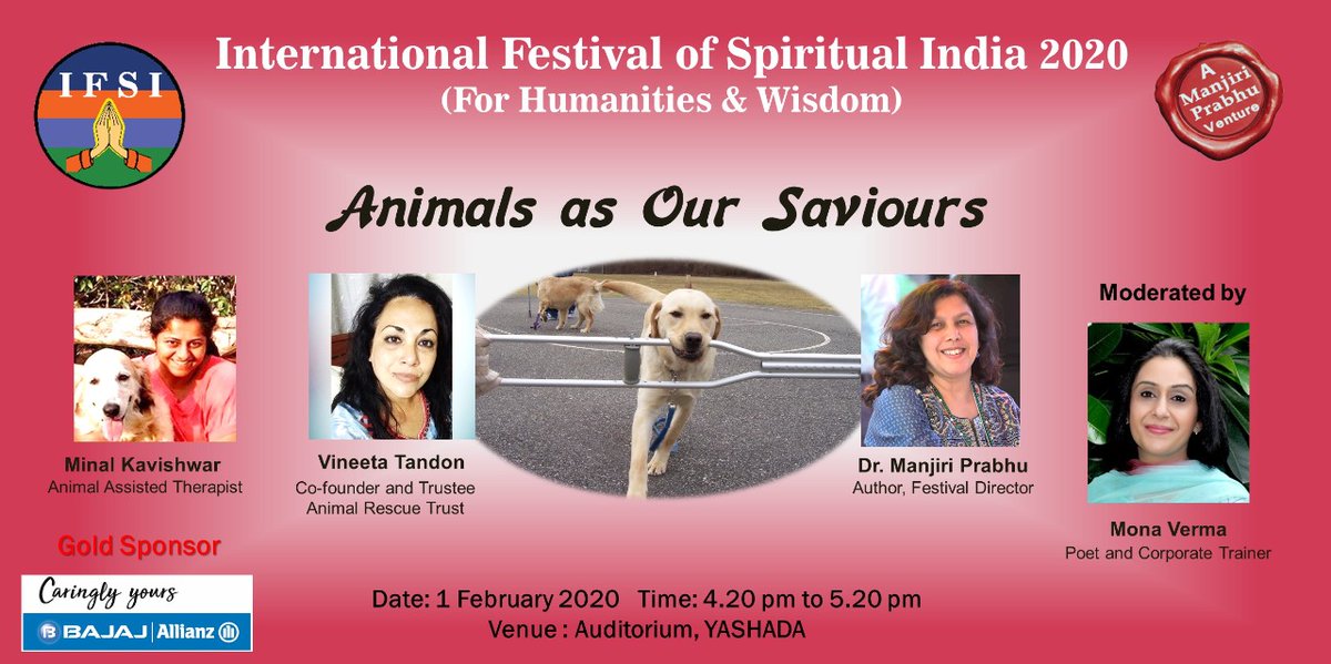 A super variety of sessions...
Accepting #animals as our #Saviours....
Register to attend at ifsi.guru
@BajajAllianz @tapansinghel @PuneIntLitFest @manjiriprabhu
#spiritualfestival #bondingwithanimals #beinghappy #compassion
#animalangels