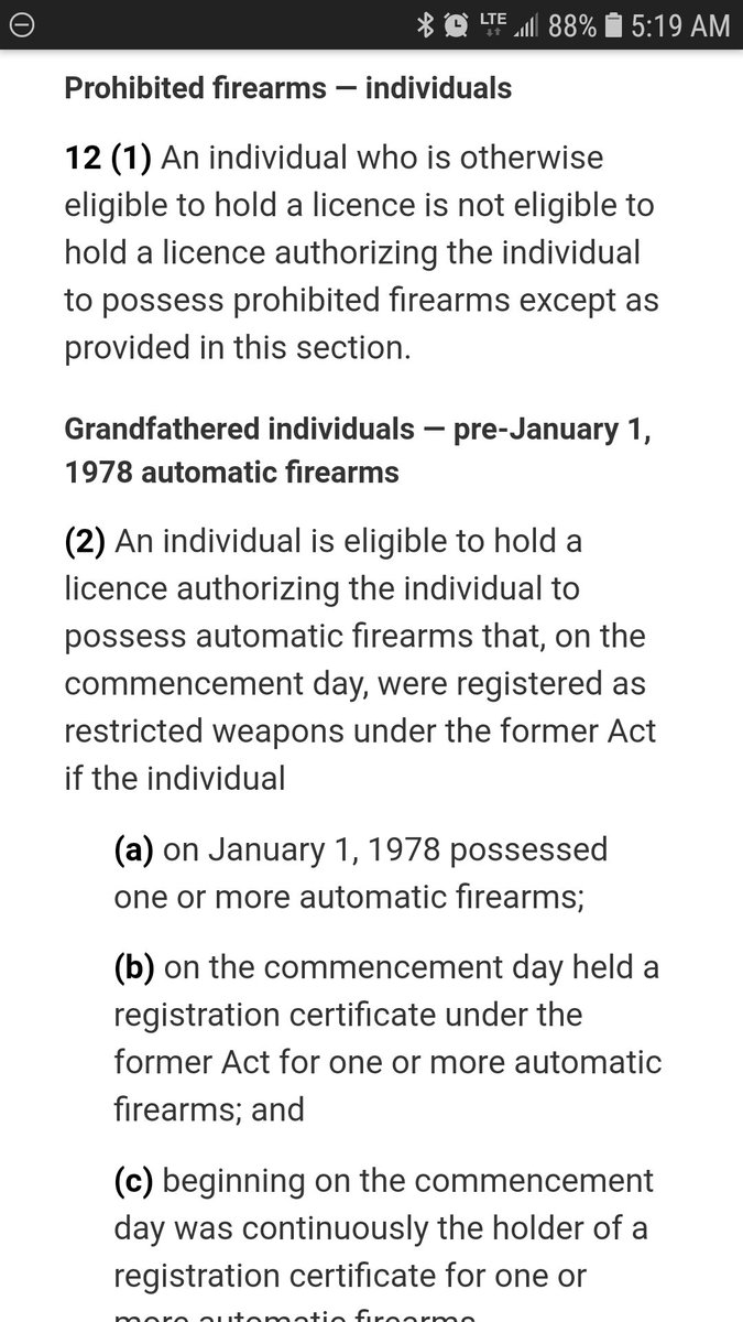 Magmalis1's tweet photo. @firechild @ThirteenCanuck @jhodd69 https://t.co/wxmISgqYeD
Start here lots of reading but you can only pass on prohibited pistols and cannot buy new models and you cannot get a new license for convertes automatics or full autos. Once the last one with this license passes away they are all gone. https://t.co/xLtZ5qP6NF