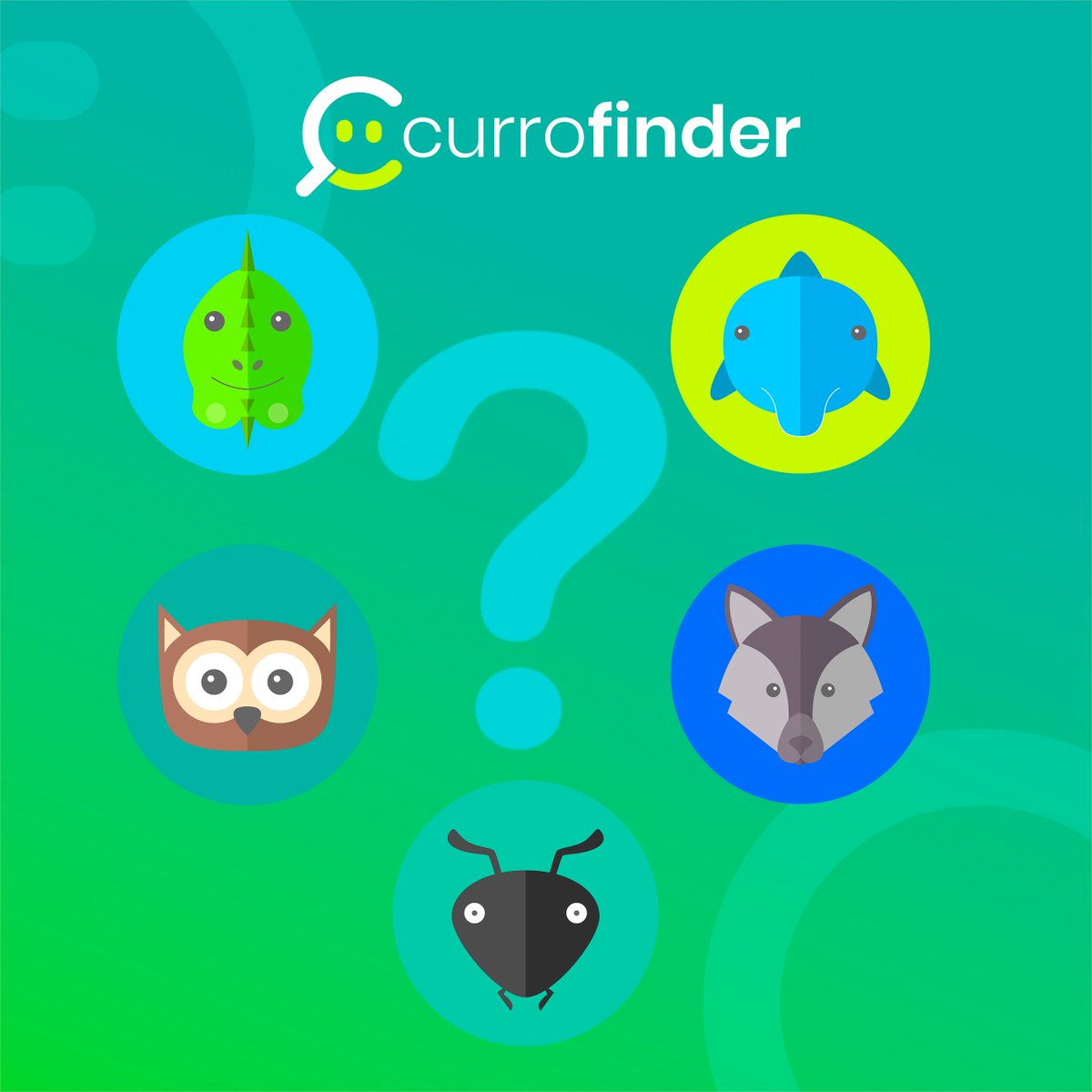 CurroFinder's tweet photo. ¡¡Averigua tu arquetipo!! Solo tienes que jugar a los juegos de la #app de #Currofinder. Después busca curro.
#SinCV
#SinExperiencia
#SinComplicaciones
#EncuentraCurroJugando
#BuscaCurro
#TusHabilidades
#LadoAnimal
#hormiga
#lobo
#delfín
#iguana
#búho https://t.co/lGwWVaZu90