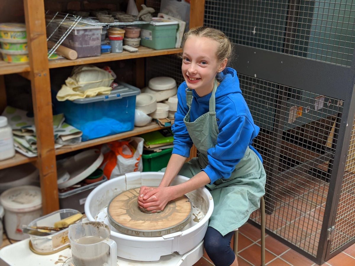TheFirsSchool's tweet photo. Look the wonderful pottery enrichment taking place at The Firs. Impressive wheel work led by our pottery tutor, Mrs Kay! @the_clay_room_chester https://t.co/iMvdWlmyJO