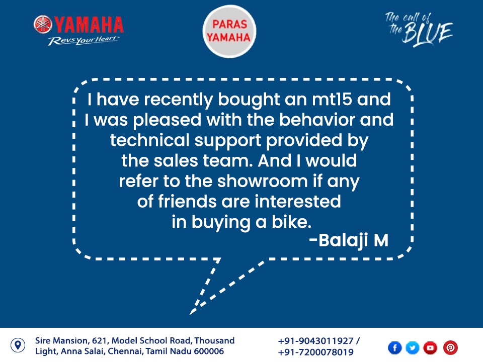 ParasYamaha's tweet photo. We strive for 100 percent customer satisfaction | Paras Yamaha
Book Now for Bike: https://t.co/PbjiUpvGnn
Book Now for Scooters: https://t.co/YrKPuoUDfo
☎: +91-9043011927 / +91-7200078019
#customersatisfaction #customer #parasyamaha #happycustomer #yesyamaha #customerreview https://t.co/2eQeflfaYa