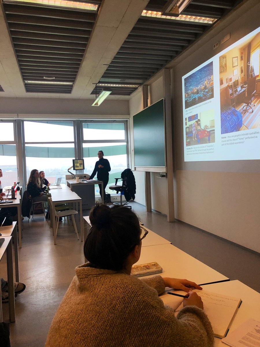 Our MSc tourism students enjoyed a brilliant guest lecture this morning on the impacts of the #platformeconomy on #tourism by <a href="/space_sharing/">Maartje Roelofsen</a> Thank you Maartje! @CGeography #wur