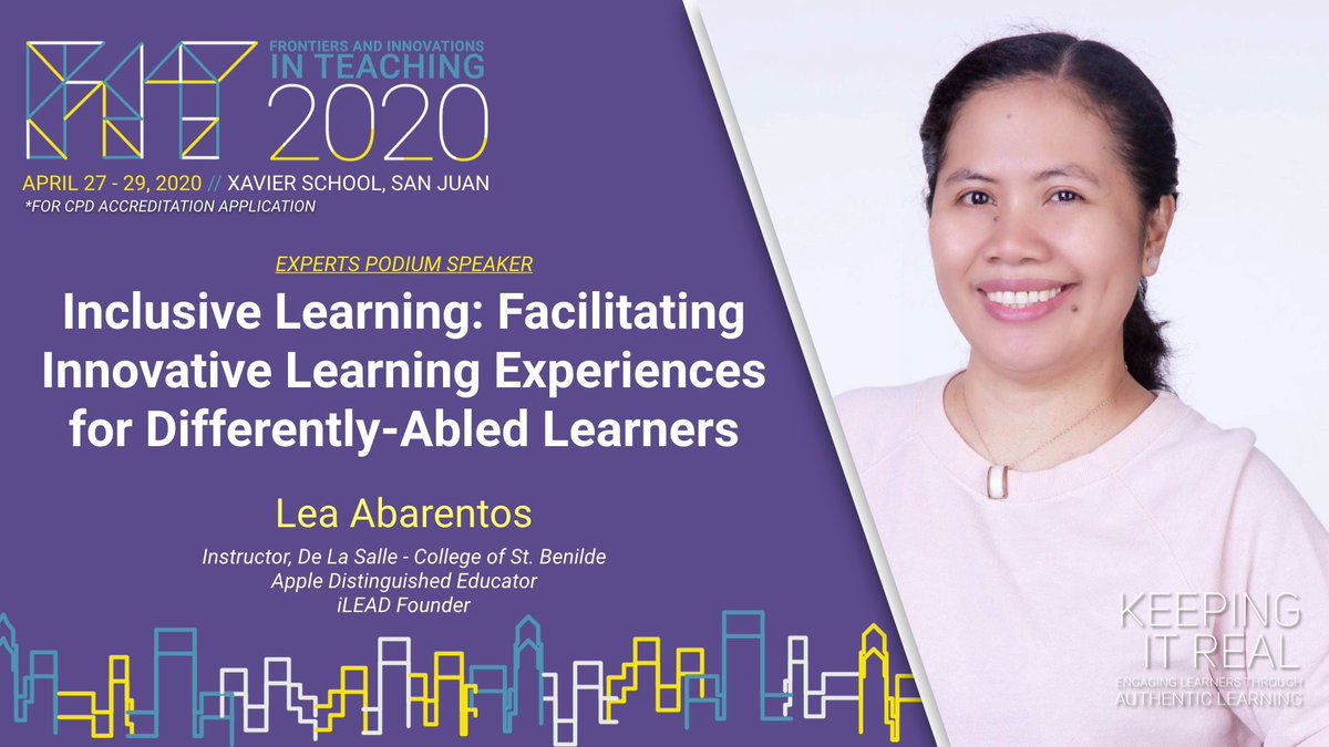 FITConPh's tweet photo. Lea’s passion revolves around providing opportunities and equitable access to differently-abled through integrating various technology tools. Listen to her story of innovation. Register for #FITCon2020 at: https://t.co/5QG58tu95i #KeepingItReal https://t.co/2byonHDczD
