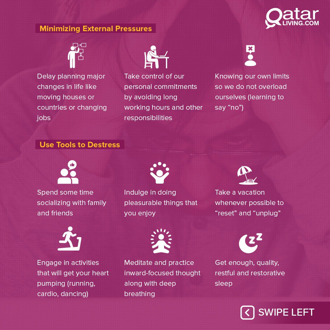 qatarliving's tweet photo. Today’s #WellnessWednesdays looks at something we all some from at some point in our lives... stress! Here’s a look at how to identify the signs, how to manage stress and most importantly how to recognize when it’s more than just stress!
#QLcares #community
#Qatar
#QatarLiving https://t.co/PnlQ3OZOsM