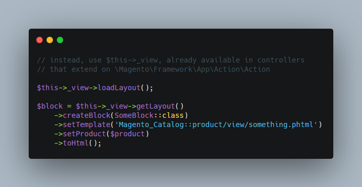 willemwigman's tweet photo. Don't use `$this->_resultPageFactory->create()` in ajax-controllers. It's resource heavy, especially when you're creating blocks in a loop.

Instead, use `$this->_view->loadLayout()` and `$this->_view->getLayout()`

#magento + @blackfireio = magic https://t.co/ARS1i2HTHM