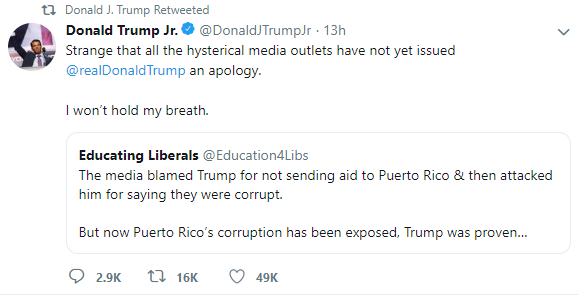 Trump just after midnight last night (according to the Trump Twitter Archive) retweeted his son quote tweeting "Educating Liberals" (real name Dylan Wheeler), a major QAnon account who has openly discussed the "Jewish Question."  https://www.mediamatters.org/qanon-conspiracy-theory/shortly-talking-about-jewish-question-qanon-supporter-says-turning-point