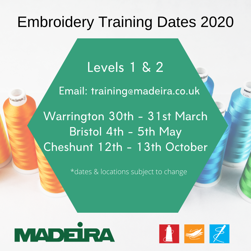 MadeiraUK's tweet image. Our 2020 embroidery course dates! Email training@madeira.co.uk for more information! #MadeiraUK #EmbroideryTraining