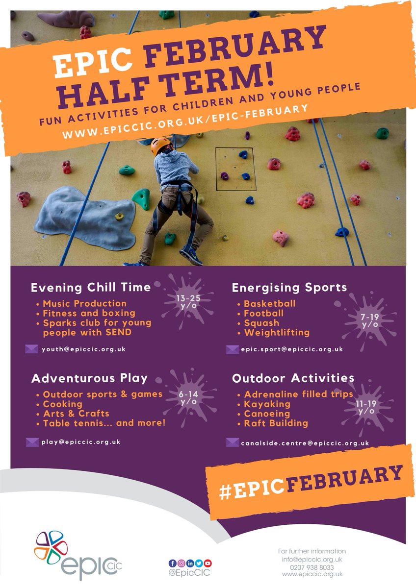 EpicCIC's tweet photo. February Half Term is just around the corner! Click on the below image to view our poster. Interested? Head over to https://t.co/O9zdhexOQg for more information. #EpicFebruary πβ½π₯Let's make this half term EPIC. @RBKC https://t.co/XeLKerHN9u