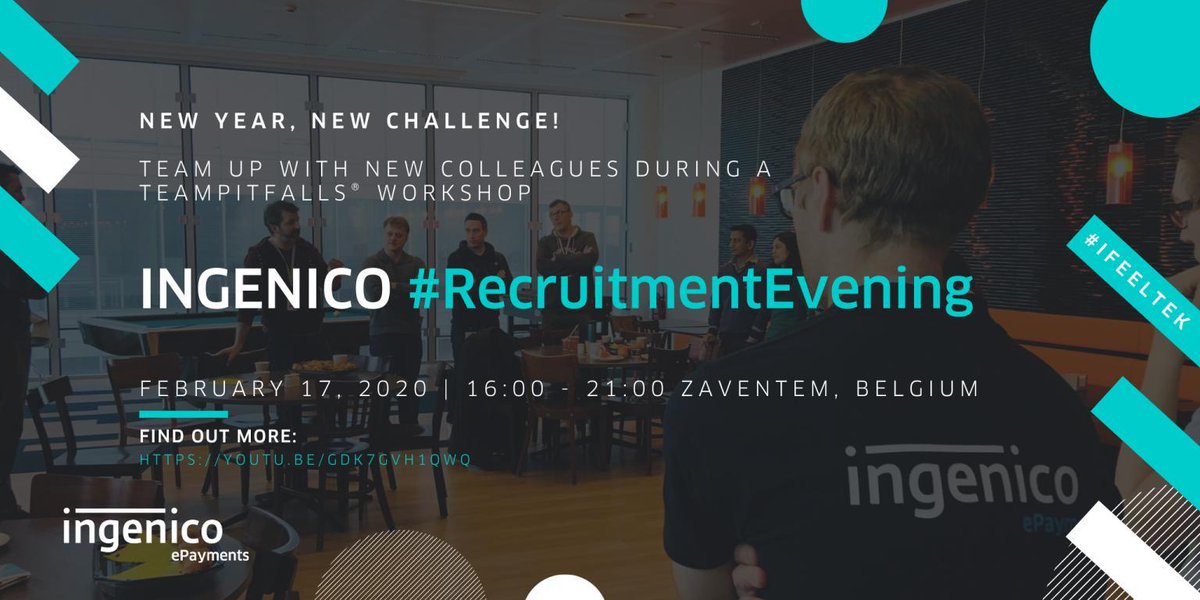 teampitfalls's tweet photo. You are a #Developer (jr/Mr/Sr) or a #Testengineer and you are in for new adventures in 2020? Don't miss the next R&amp;D recruitment evening at @Ingenico_ePymts! It's fun, transparent and you know right away if you got the job!
Register here: https://t.co/jWY9bMff3u
#joboffer https://t.co/Uo3g1phev1