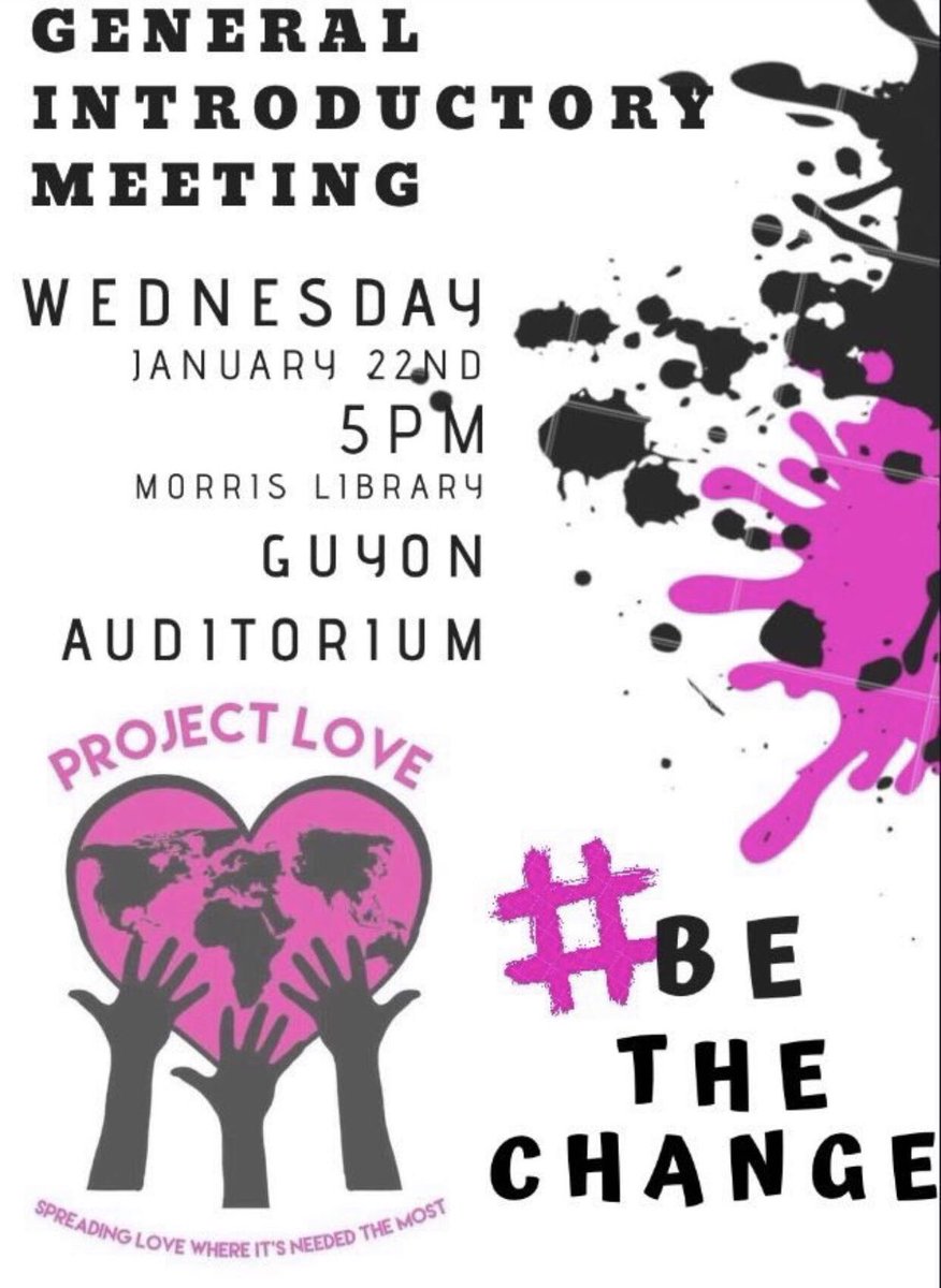 __ProjectLove's tweet photo. The first General Meeting is TODAY at 5pm ‼️ We cant wait to see everybody 🤗 Old members bring a new face so they can see what the hype is about 😌💯#SIU #SIUC #BeTheChange #PL 💗💛💜💚 https://t.co/agGqOurI6q