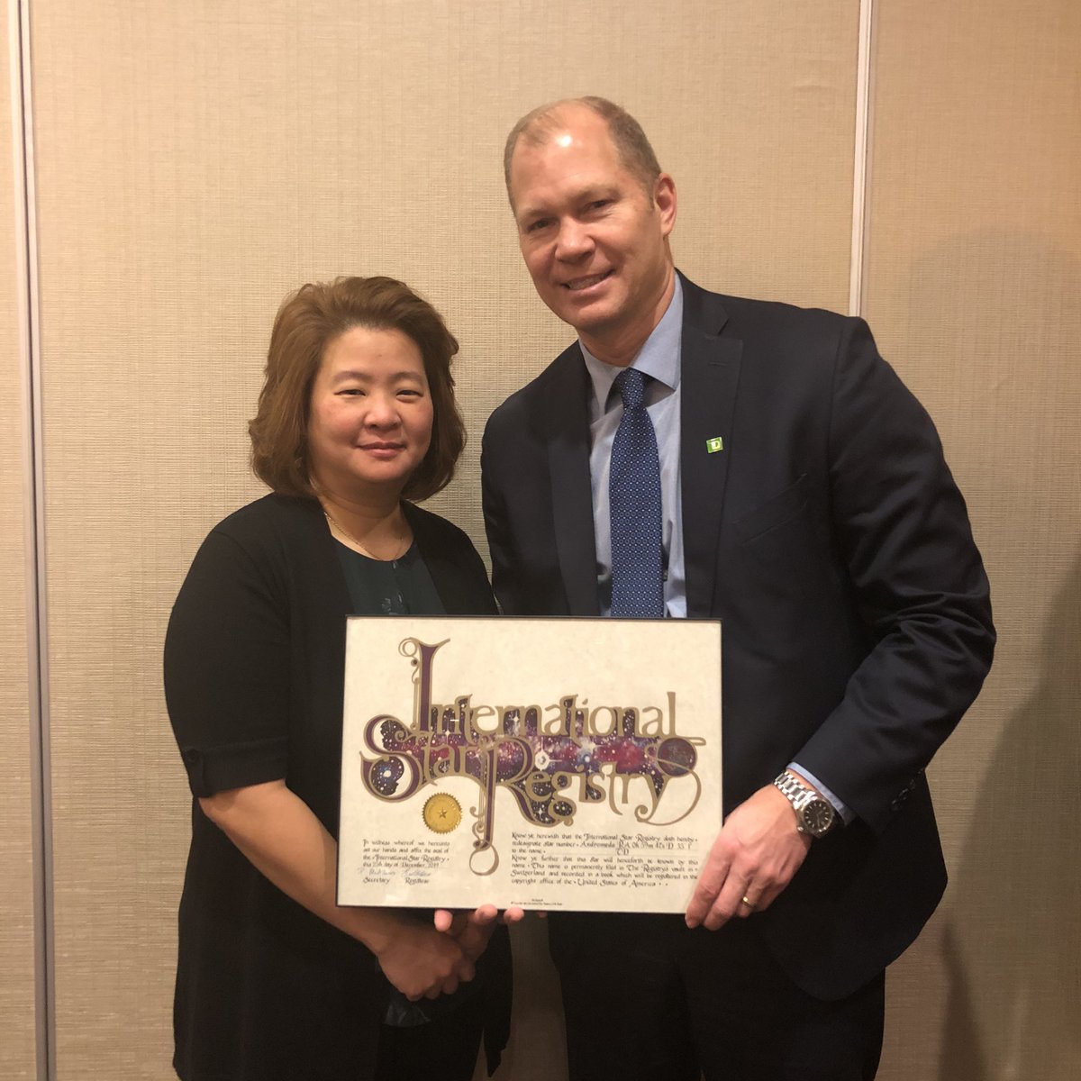 TomOstby3_TD's tweet image. On behalf of Richmond One TD, Zinnia J and I were honoured to receive a star (registered to TD in Switzerland!) from the great team at #RCRG (Richmond Cares Richmond Gives) in recognition of the support TD has provided them. It is a great partnership that we will continue! #td