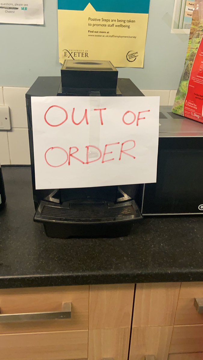 physicsG27's tweet photo. Coffee machine is broken. Are these the End Times? https://t.co/sAveUWMzSd
