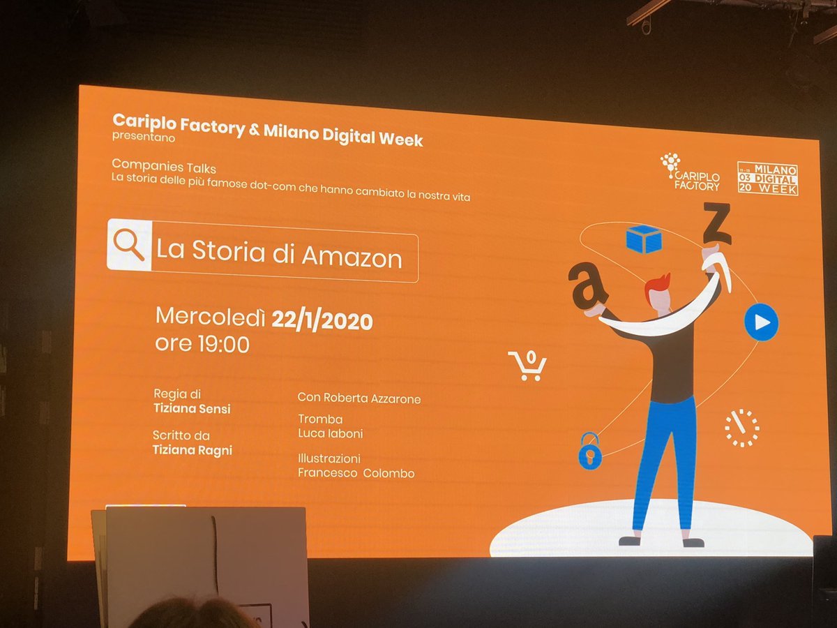 AntonelliCar's tweet image. Questa sera presso la #Cariplofactory in occasione della #Milanodigitalweek #Companiestalks su #LastoriadiAmazon #Mudec #viaTortona