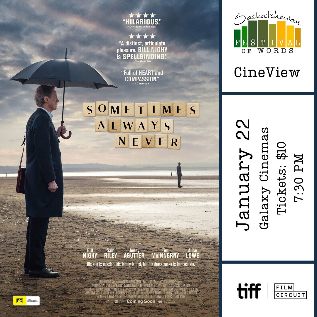 FestivalofWords's tweet photo. TONIGHT at 7:30!
Join us for the showing of our first film of the Winter 2020 Cineview Season: "Sometimes, Always, Never"
Tickets are available at the door for $10 or you can purchase a pass for $30 that will grant you access to all 5 films.
#cineview https://t.co/4GpP5Ufazj