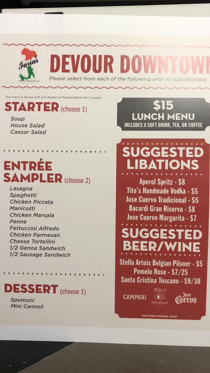 Our lunch menu for <a href="/DevourIndy/">Devour Indy</a>. Only $15, come try some new things