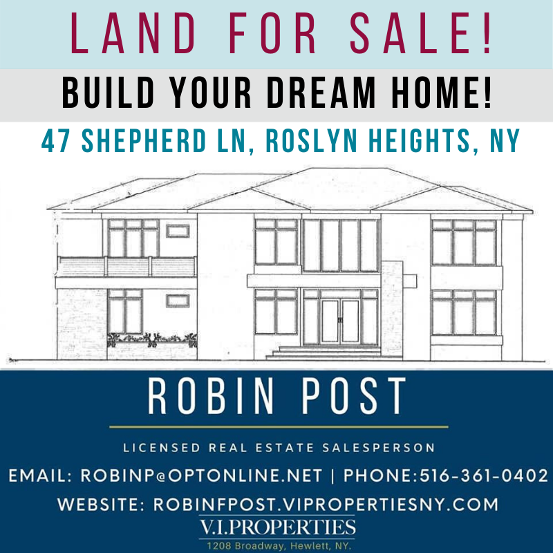 robinfpost's tweet image. LAND FOR SALE!!
47 Shepherd Ln, Roslyn Heights, NY
''BUILD YOUR DREAM HOME''
CALL OR TEXT ROBIN POST 516-361-0402

OR VISIT OUR WEB SITE:
robinfpost.vipropertiesny.com/featured-lis

#ROBINPOST #LANDFORSALE #JANUARY2020 #NEWYORKREALTOR #NEWYORKCITY #LIREALTOR #MDLLI #LUXURYHOMES #NEWCONSTRUCTION