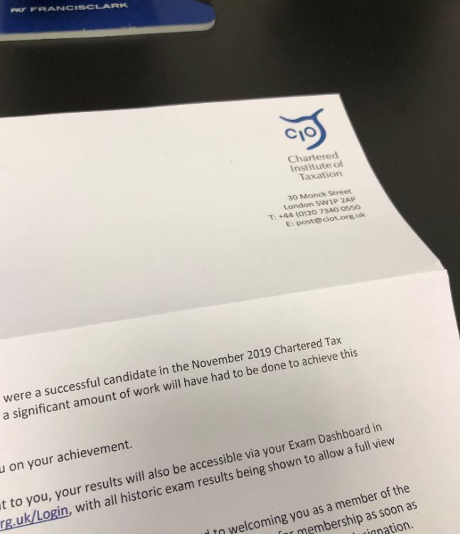Super chuffed to have passed my final CTA exam! Adding Chartered Institute of Taxation 2020 to my <a href="/ICAEW/">ICAEW</a> Chartered Accountancy from 2008. Immensely lucky to work with the talented team @pkfFrancisClark helping the region’s most exciting businesses! #tax #audit #pkf <a href="/CIOTNews/">CIOT</a>