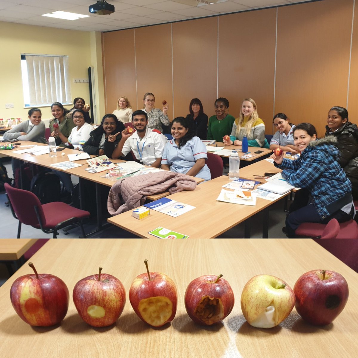 Almost forgot to tweet about this amazing group of HCAs, RNs and OSNs that joined me for a day of learning of all things Tissue Viability related yesterday! As always... a fabulous bunch of Pressure Ulcers created from apples! #stopthepressure  <a href="/MEHTTissueViab2/">@MEHTTissueViab1</a>