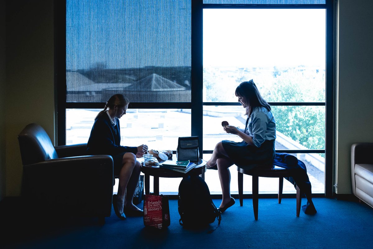 tcshouston's tweet photo. Lunch around here is fun at each campus.  Our little ones push chairs in for each other and give birthday interviews, and our older students do all kinds of things: attend House meetings, study, share a box of Twinkies, or simply find a quiet corner with a friend. https://t.co/MrVZ4FVmgN