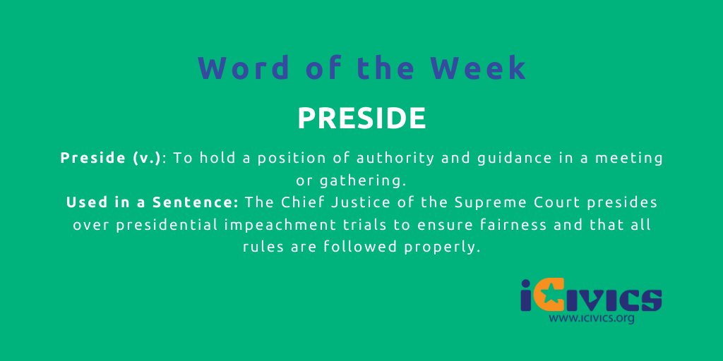 icivics's tweet image. What do your students know about the role of the Chief Justice in the Senate impeachment trial? 

Stay tuned throughout the day to find out what the Chief Justice can really do. #TeachingImpeaching #sschat #HSGovChat