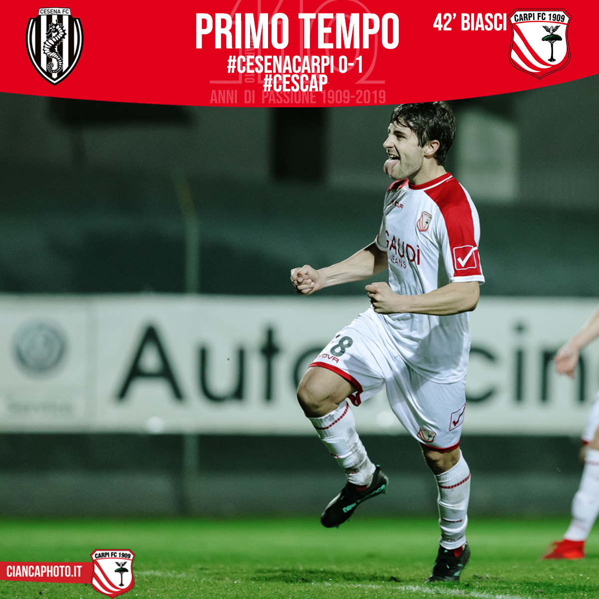ac_carpi's tweet photo. ⏱️4⃣8⃣
il primo tempo si chiude con una gran parata di #Nobile su Butic. #Carpi avanti di misura grazie al grandissimo gol di #Biasci al 42'
#CesenaCarpi 0⃣-1⃣
#FORZACARPI
#FIERIDEINOSTRICOLORI 🇦🇹
#CesCap https://t.co/LVJnqpNR0E