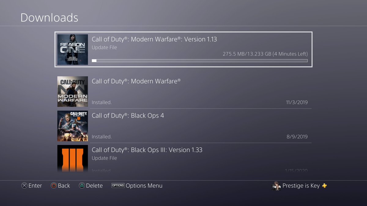 Forfalske madlavning Asien تويتر \ Ryan B. على تويتر: "Update is rolling out on PS4 now. Download size  of 13.2GB #ModernWarfare https://t.co/PuwIwmhkrW"