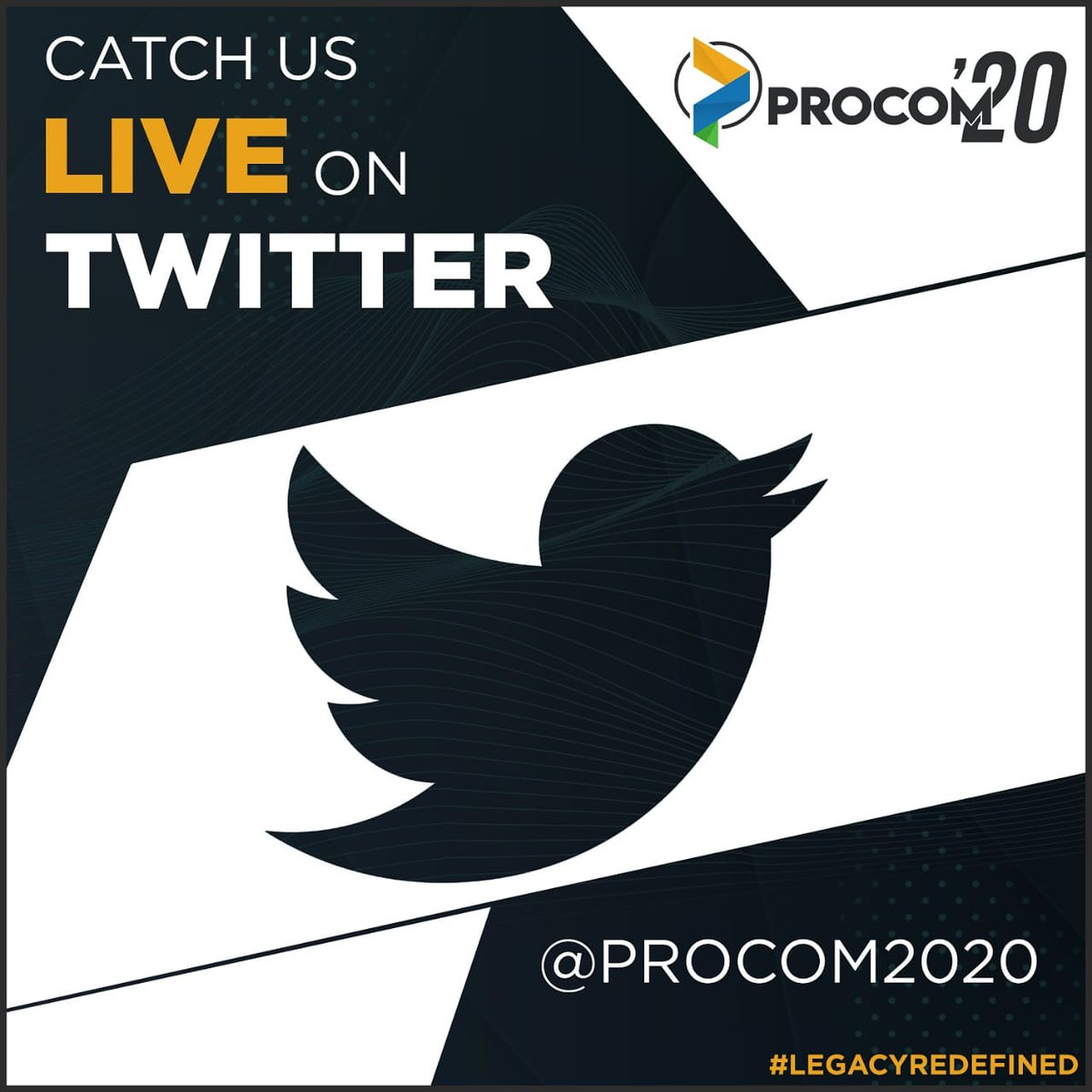 procom2022's tweet photo. Tweet and tweet some more and remember to keep up with the hype train. PROCOM'20 is going live on Twitter and we are ready to go all out on our tweet games.
Keep up with PROCOM'20 by following our Twitter handle at: @procom2020
#LegacyRedefined
#Procom2020 https://t.co/EtiXo1oQzW